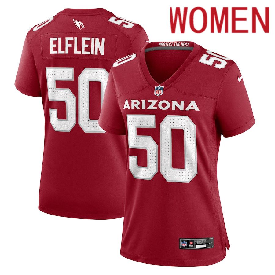 Women Arizona Cardinals #50 Pat Elflein Nike Cardinal Team Game NFL Jersey->->